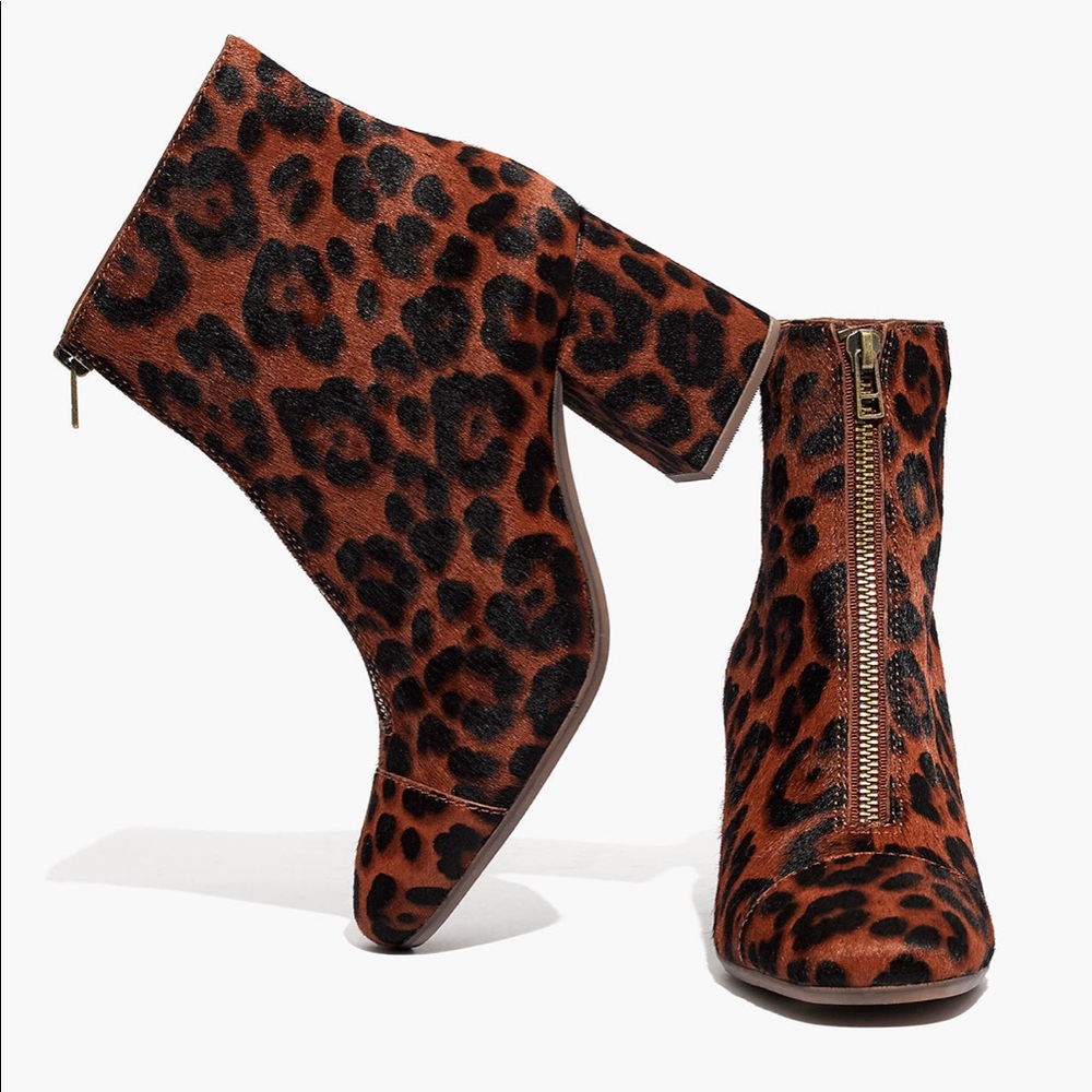 Madewell Amalia Zip Boot in Leopard Calf Hair